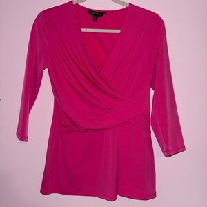 ELLEN TRACY | Bright Pink Wrap Top